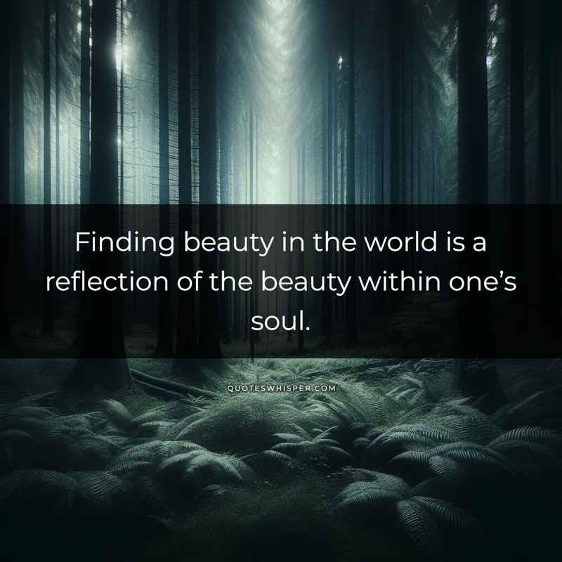Finding beauty in the world is a reflection of the beauty within one’s soul.