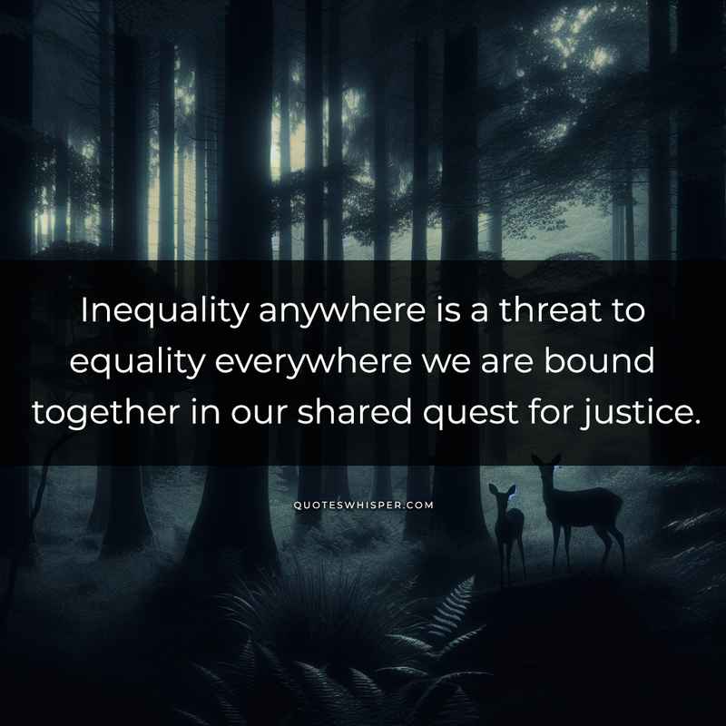 Inequality anywhere is a threat to equality everywhere we are bound together in our shared quest for justice.