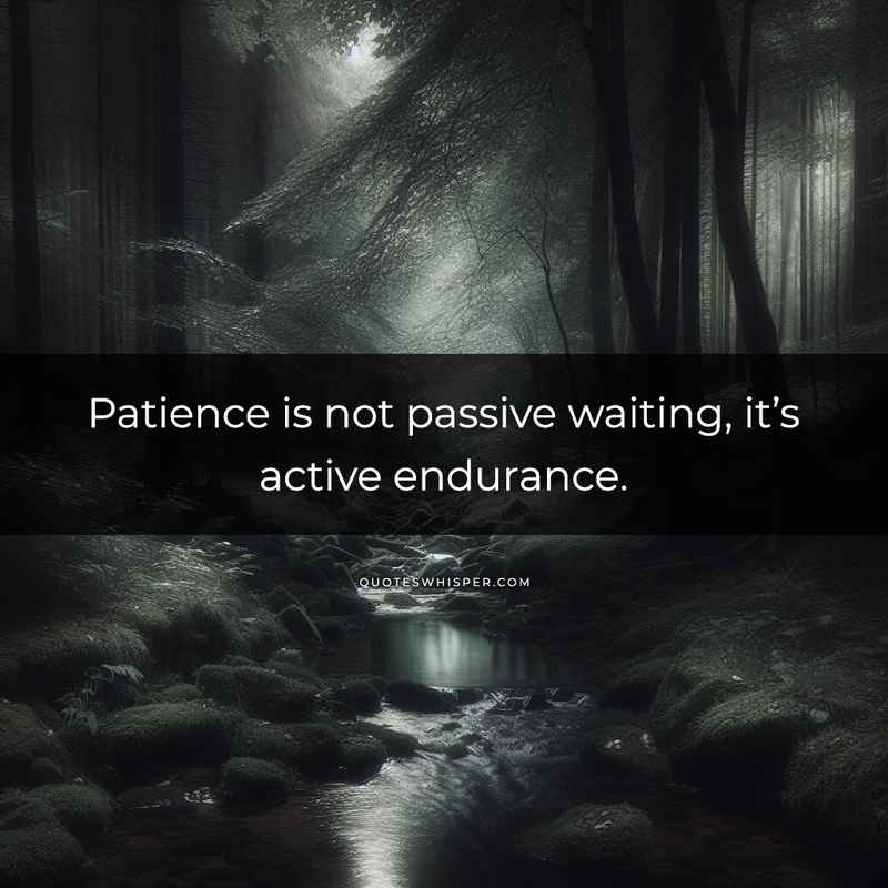 Patience is not passive waiting, it’s active endurance.