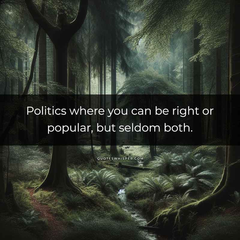 Politics where you can be right or popular, but seldom both.