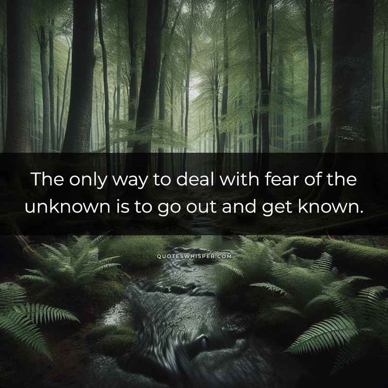 The only way to deal with fear of the unknown is to go out and get known.