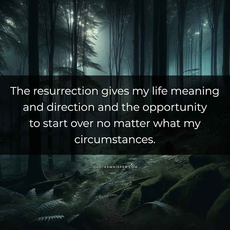 The resurrection gives my life meaning and direction and the opportunity to start over no matter what my circumstances.
