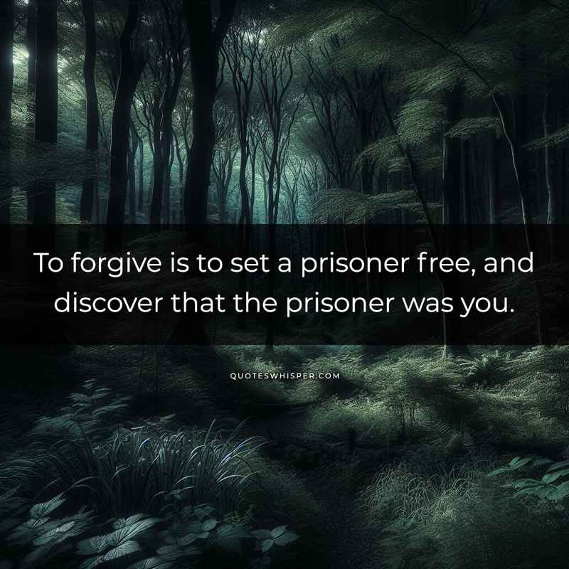 To forgive is to set a prisoner free, and discover that the prisoner was you.