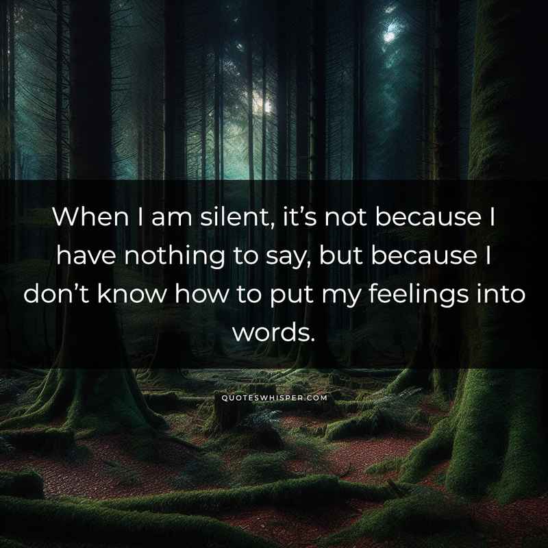 When I am silent, it’s not because I have nothing to say, but because I don’t know how to put my feelings into words.
