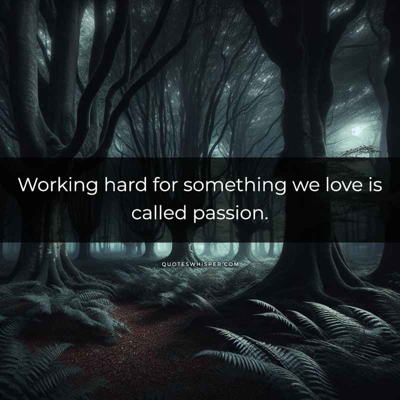 Working hard for something we love is called passion.
