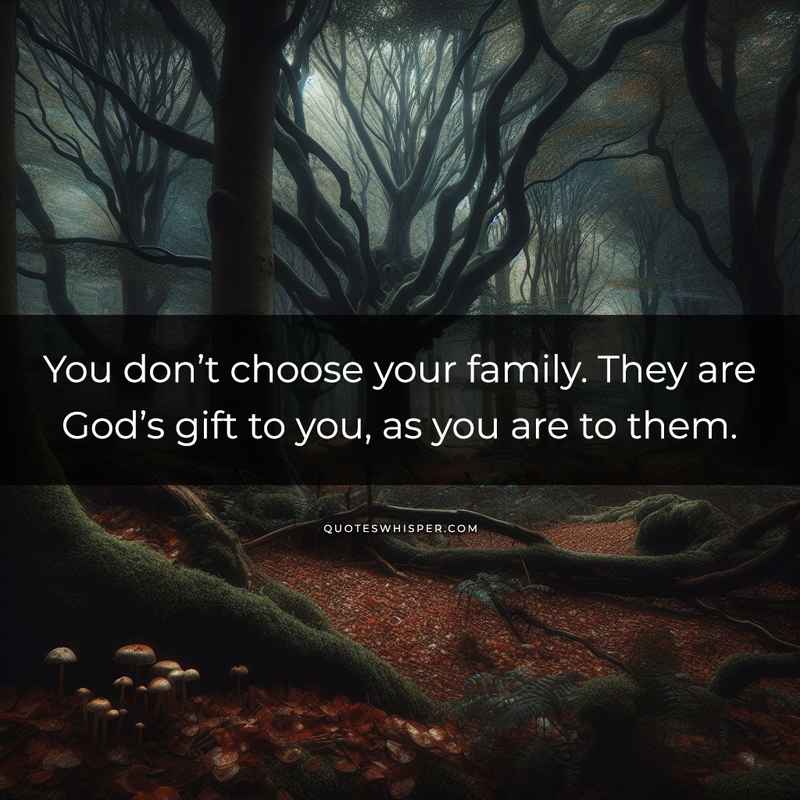 You don’t choose your family. They are God’s gift to you, as you are to them.
