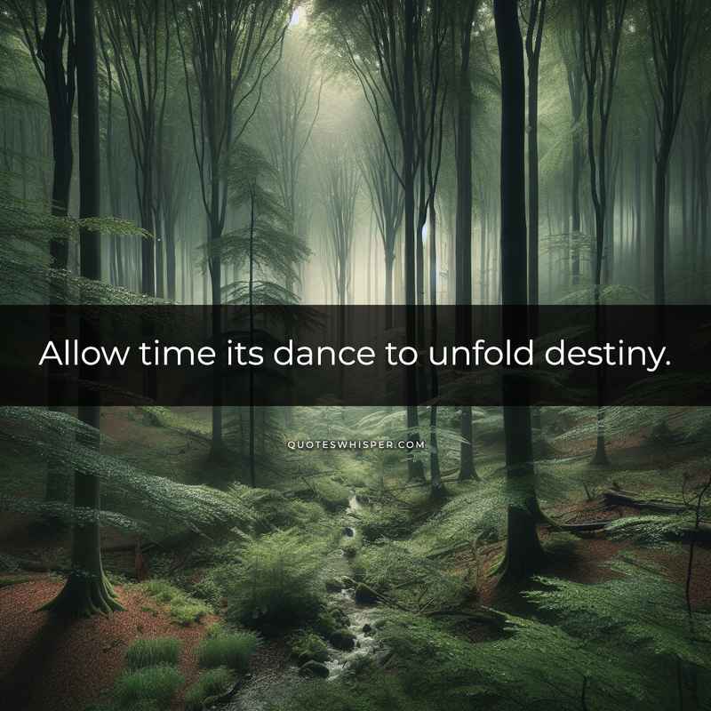 Allow time its dance to unfold destiny.