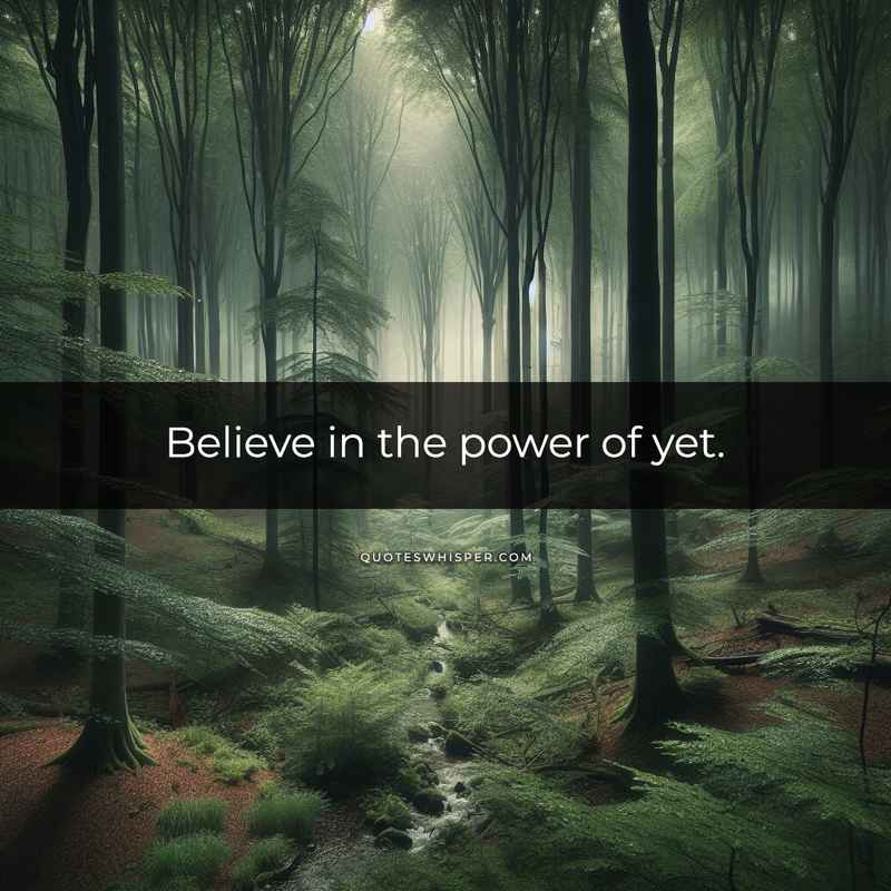 Believe in the power of yet.