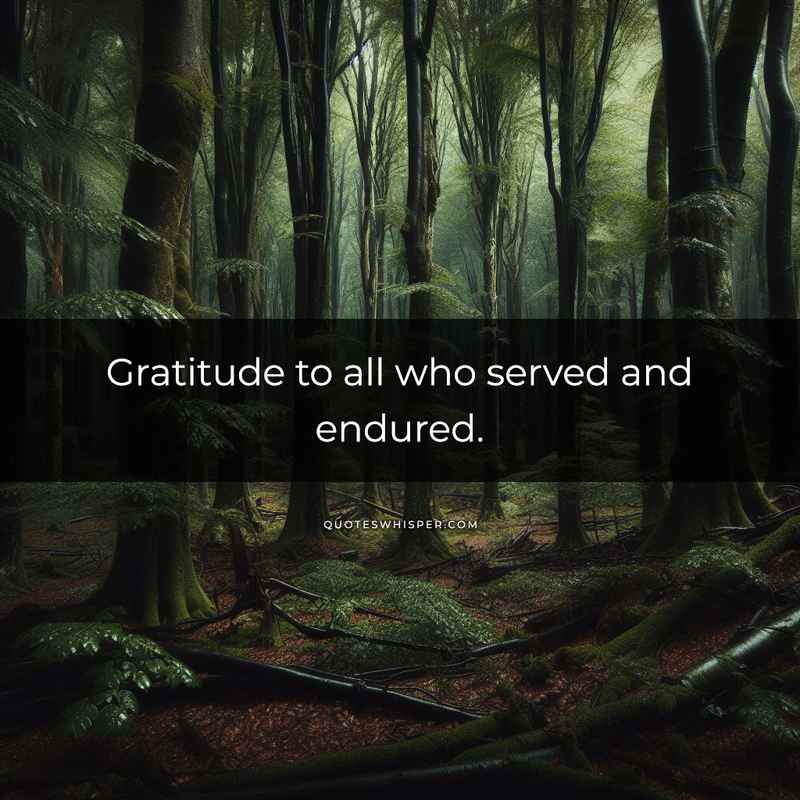 Gratitude to all who served and endured.