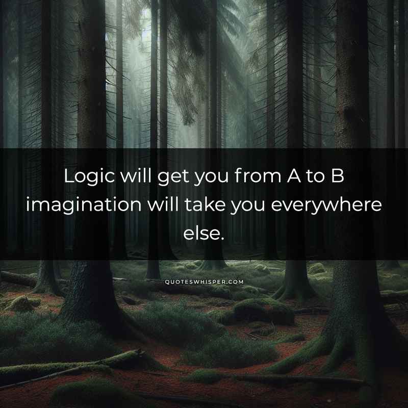 Logic will get you from A to B imagination will take you everywhere else.