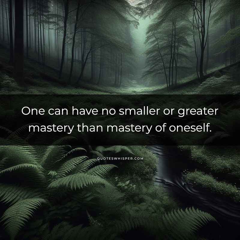 One can have no smaller or greater mastery than mastery of oneself.