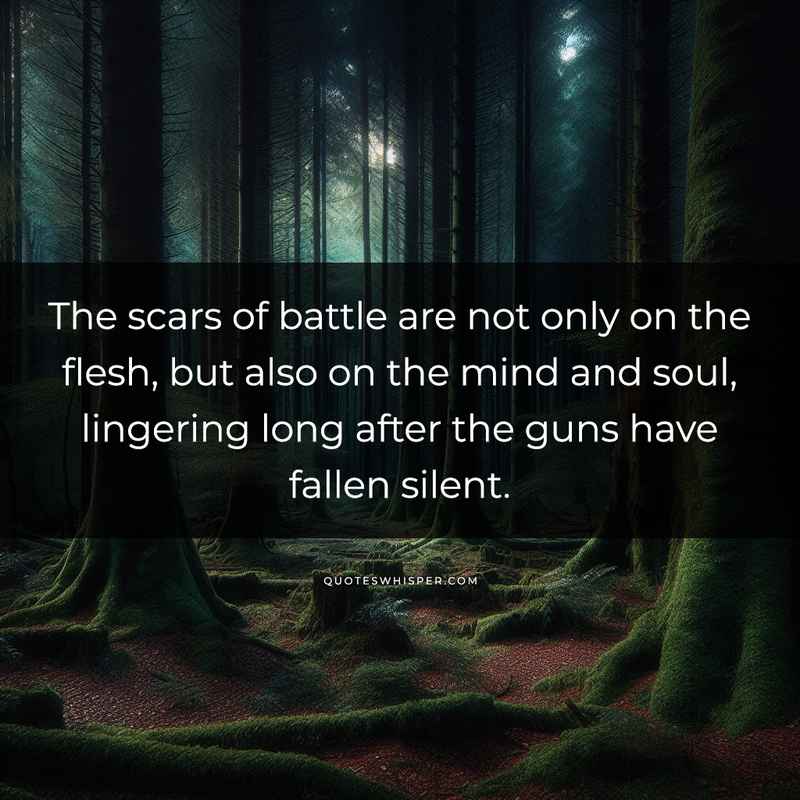 The scars of battle are not only on the flesh, but also on the mind and soul, lingering long after the guns have fallen silent.
