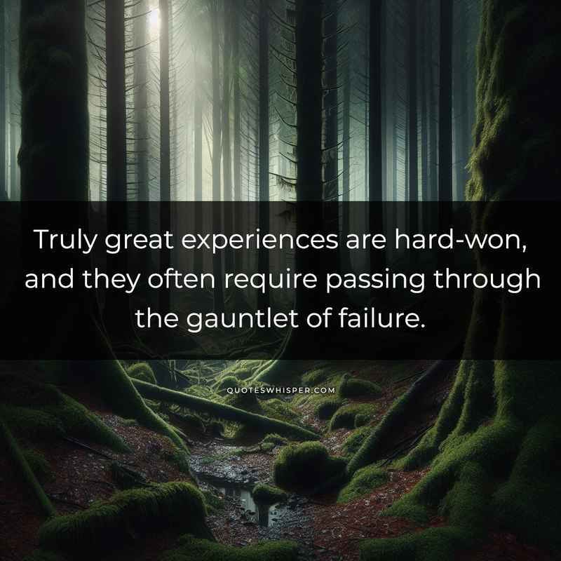 Truly great experiences are hard-won, and they often require passing through the gauntlet of failure.