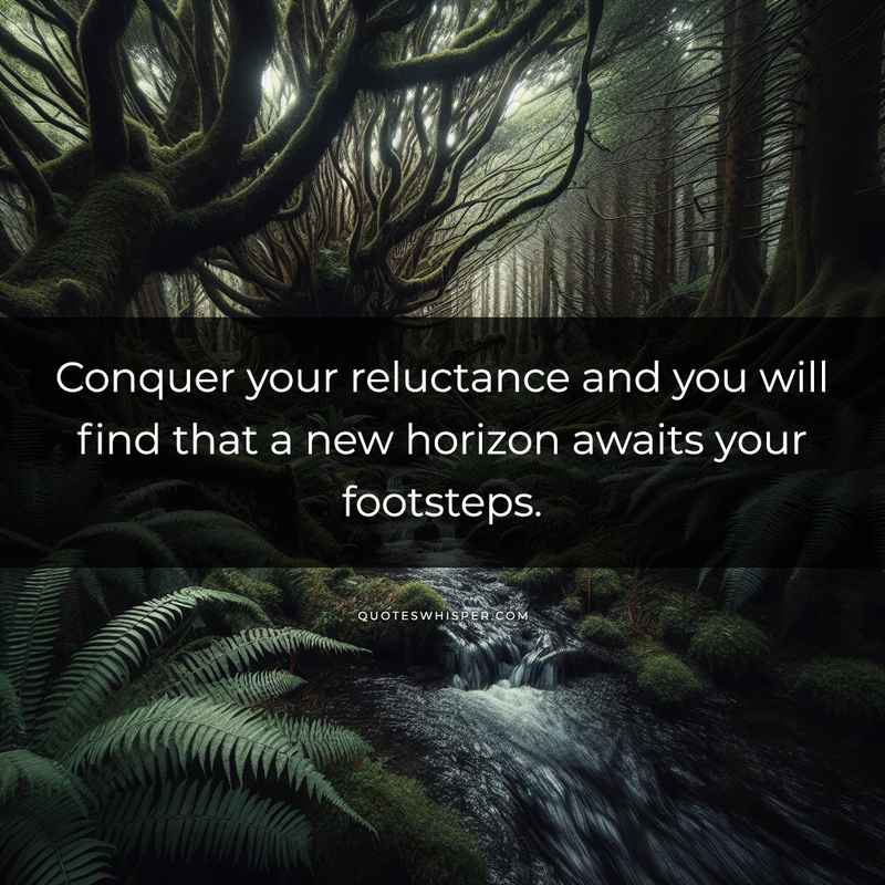 Conquer your reluctance and you will find that a new horizon awaits your footsteps.