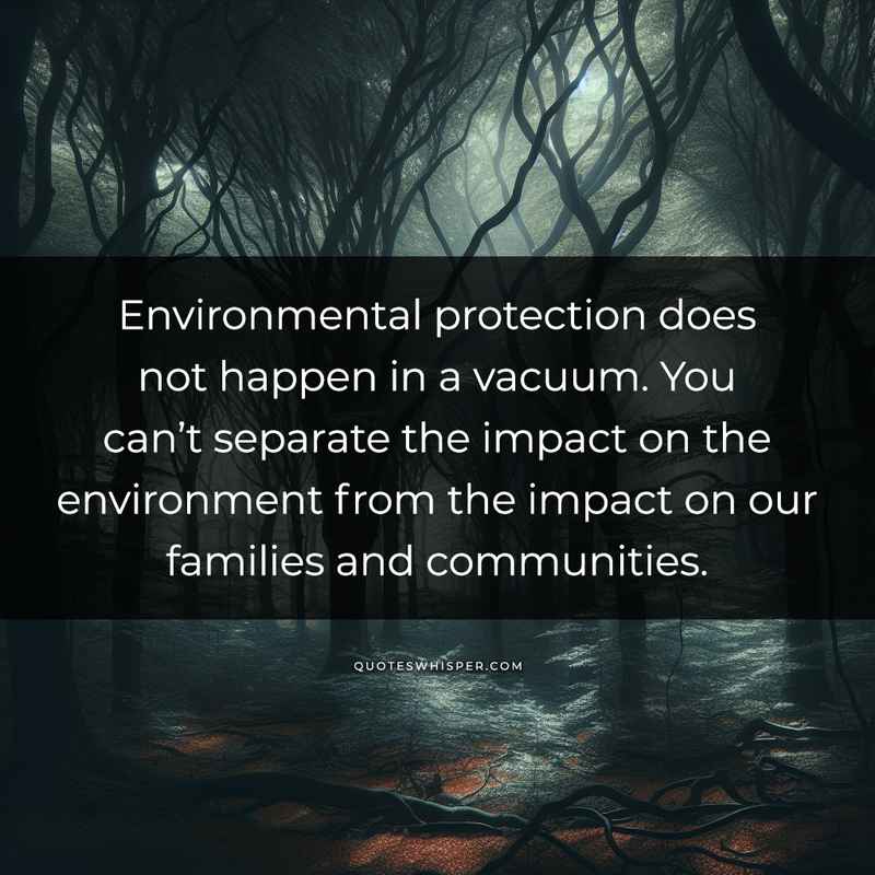 Environmental protection does not happen in a vacuum. You can’t separate the impact on the environment from the impact on our families and communities.
