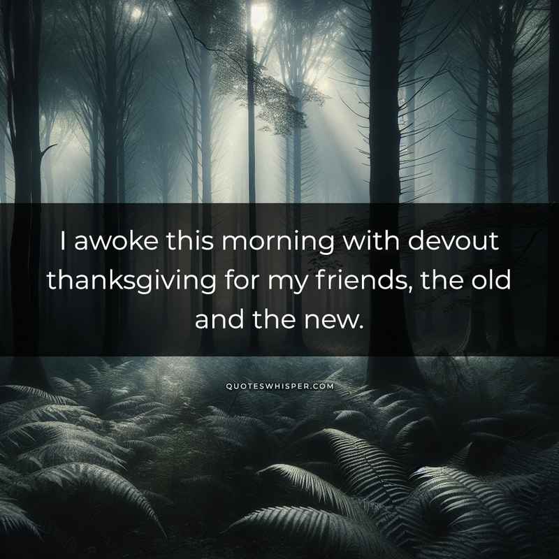 I awoke this morning with devout thanksgiving for my friends, the old and the new.