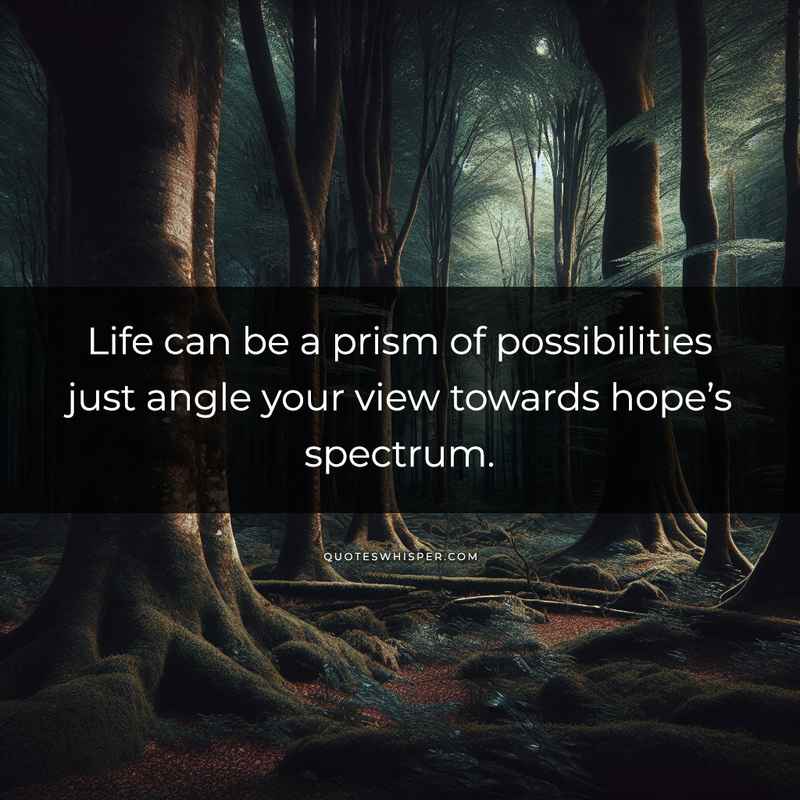 Life can be a prism of possibilities just angle your view towards hope’s spectrum.