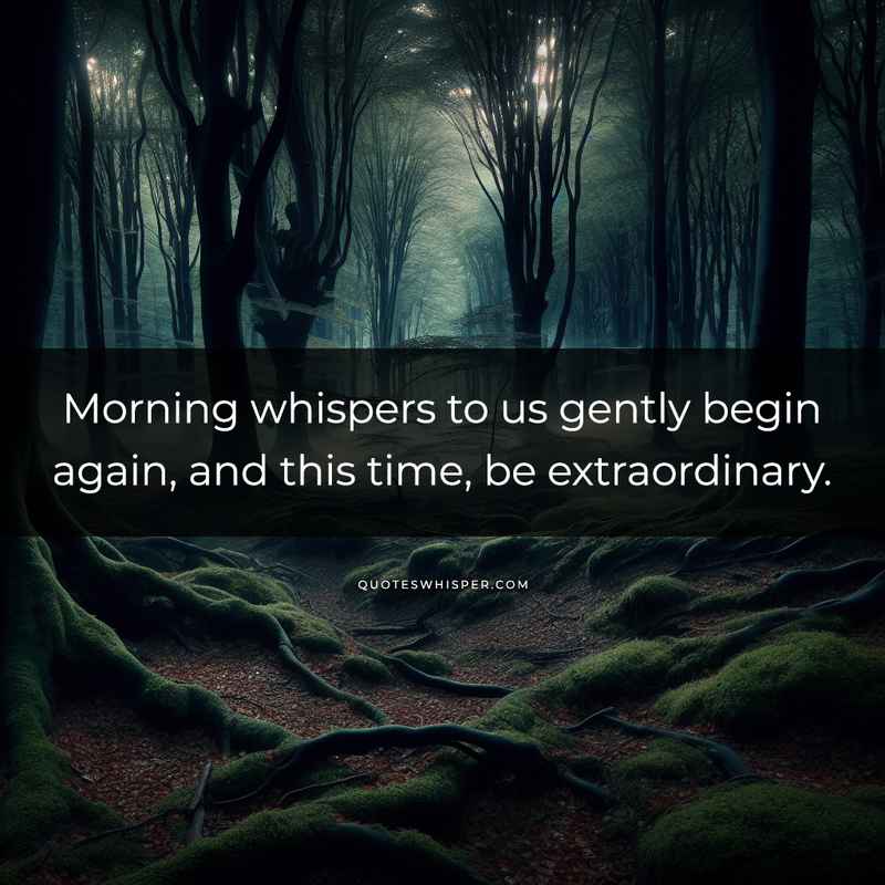Morning whispers to us gently begin again, and this time, be extraordinary.