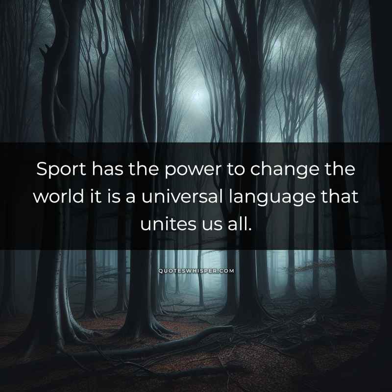 Sport has the power to change the world it is a universal language that unites us all.