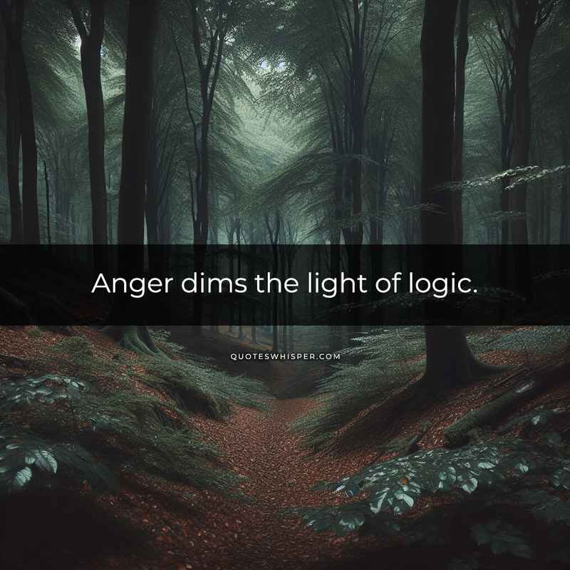 Anger dims the light of logic.