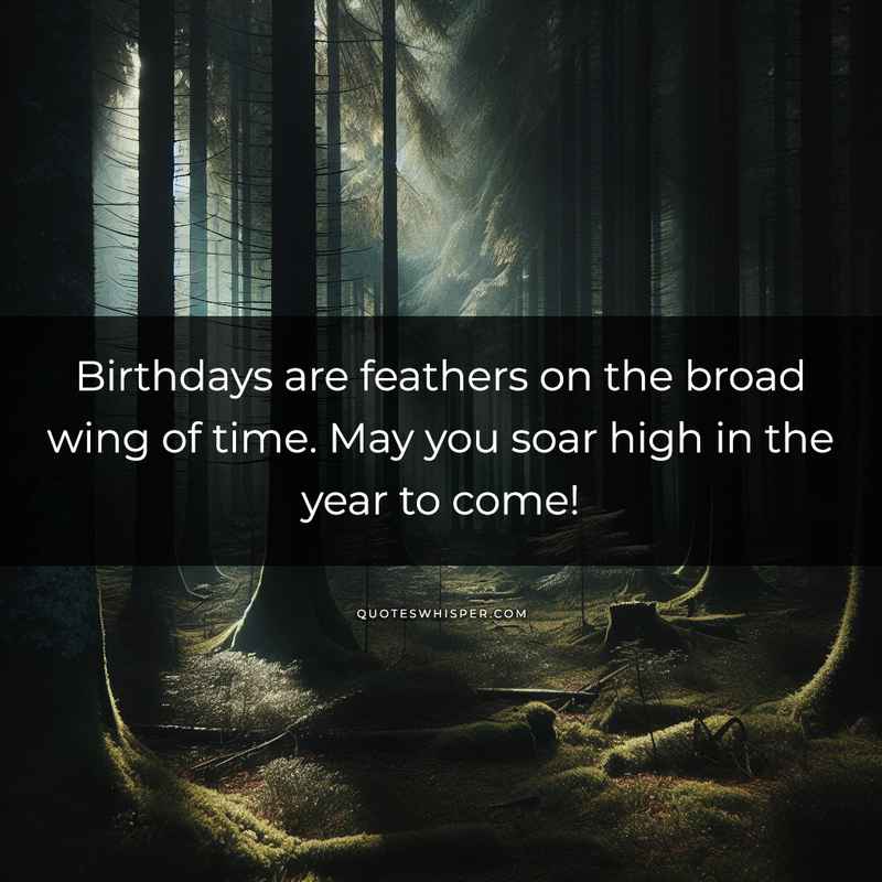 Birthdays are feathers on the broad wing of time. May you soar high in the year to come!