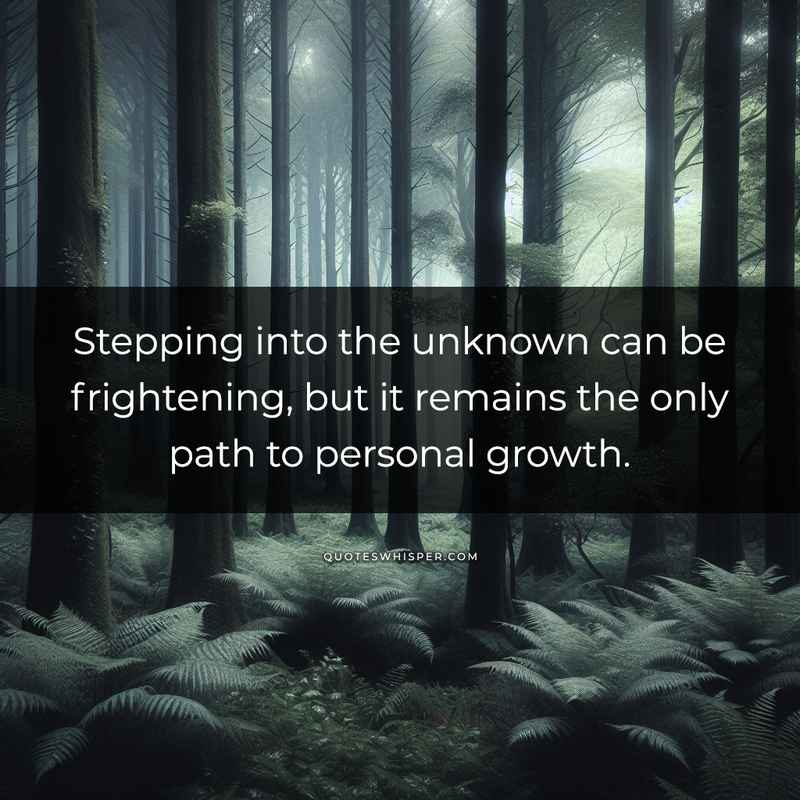 Stepping into the unknown can be frightening, but it remains the only path to personal growth.