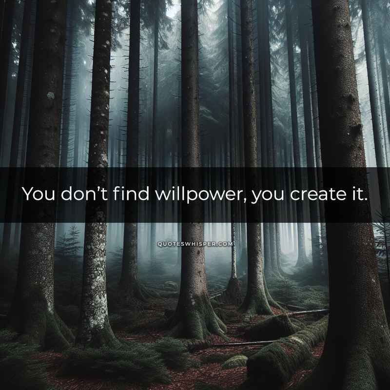 You don’t find willpower, you create it.