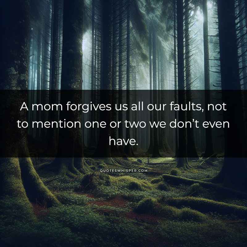 A mom forgives us all our faults, not to mention one or two we don’t even have.