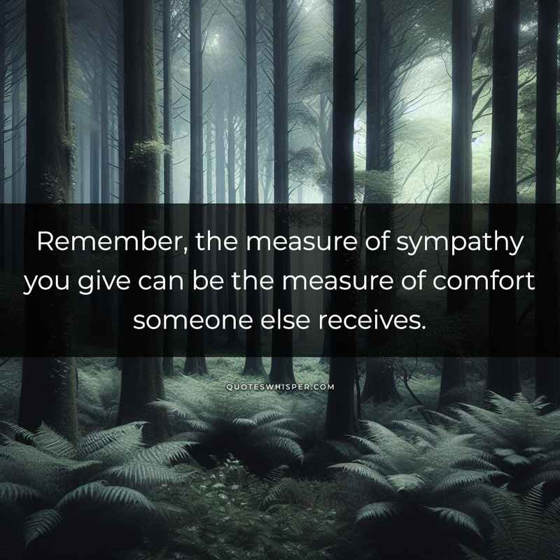 Remember, the measure of sympathy you give can be the measure of comfort someone else receives.