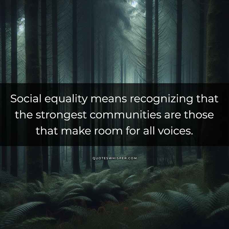 Social equality means recognizing that the strongest communities are those that make room for all voices.