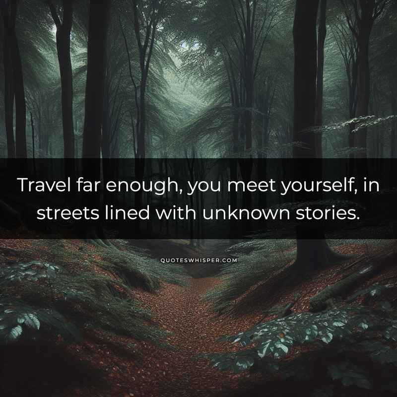 Travel far enough, you meet yourself, in streets lined with unknown stories.