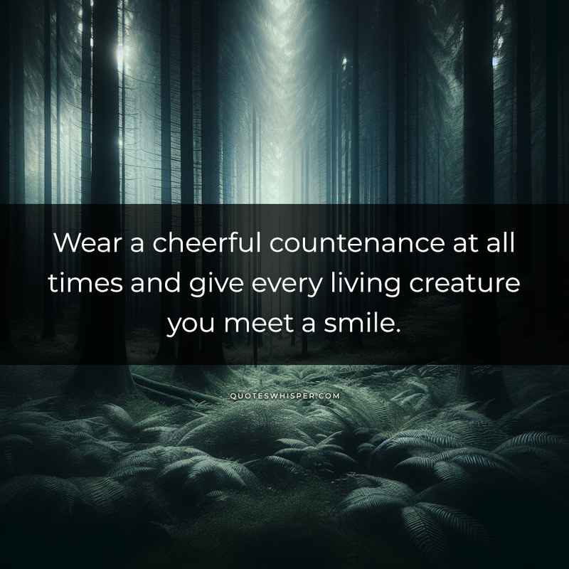 Wear a cheerful countenance at all times and give every living creature you meet a smile.