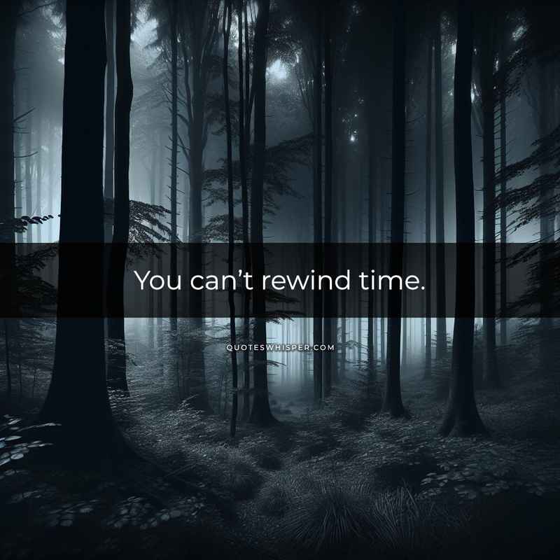 You can’t rewind time.