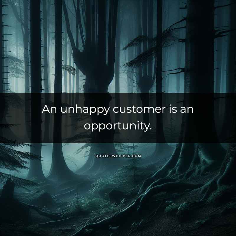 An unhappy customer is an opportunity.