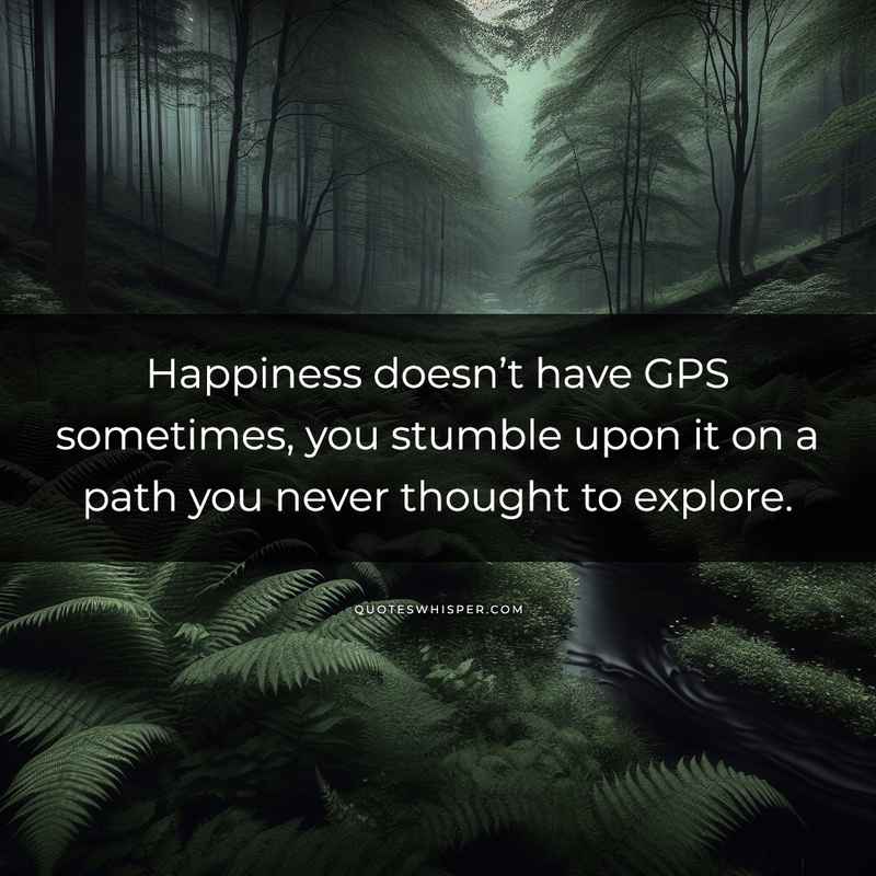 Happiness doesn’t have GPS sometimes, you stumble upon it on a path you never thought to explore.