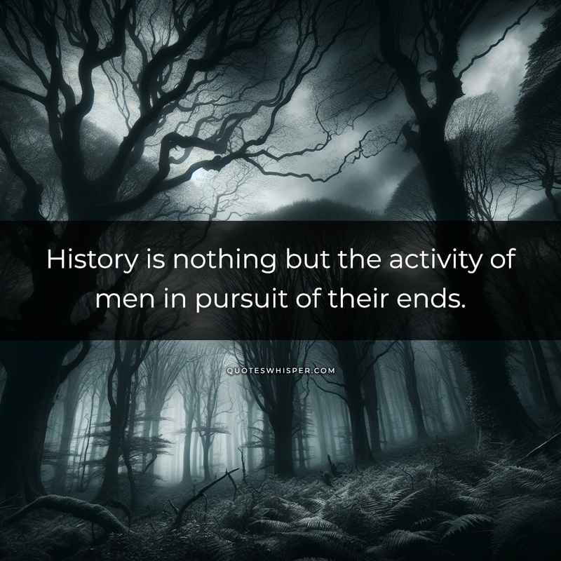 History is nothing but the activity of men in pursuit of their ends.