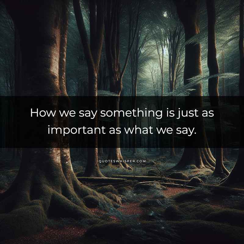 How we say something is just as important as what we say.