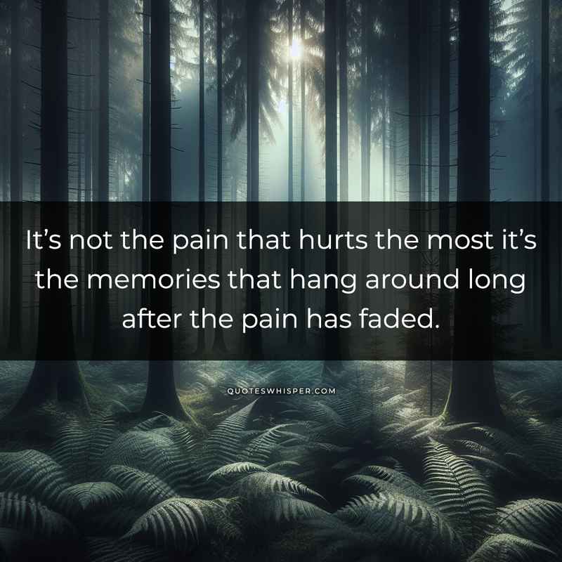 It’s not the pain that hurts the most it’s the memories that hang around long after the pain has faded.