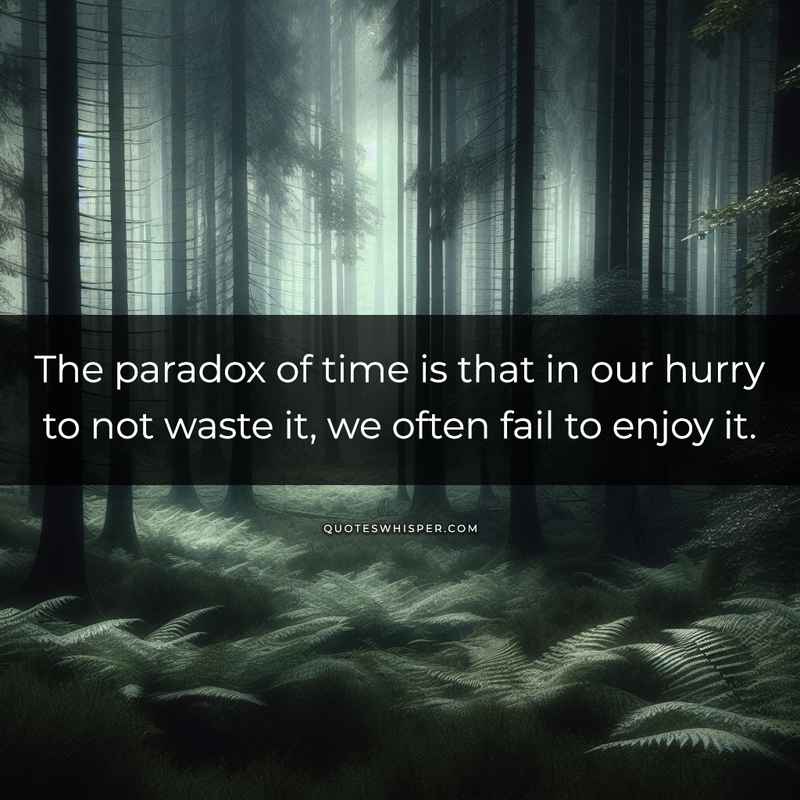The paradox of time is that in our hurry to not waste it, we often fail to enjoy it.