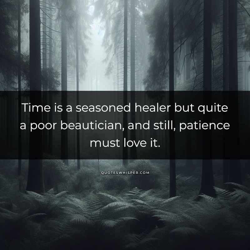 Time is a seasoned healer but quite a poor beautician, and still, patience must love it.