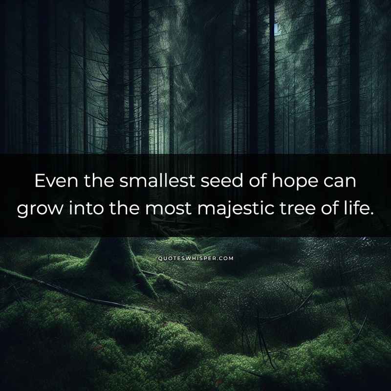 Even the smallest seed of hope can grow into the most majestic tree of life.