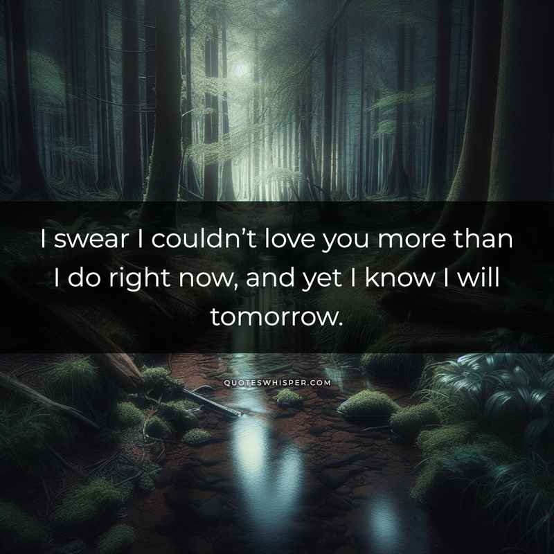 I swear I couldn’t love you more than I do right now, and yet I know I will tomorrow.