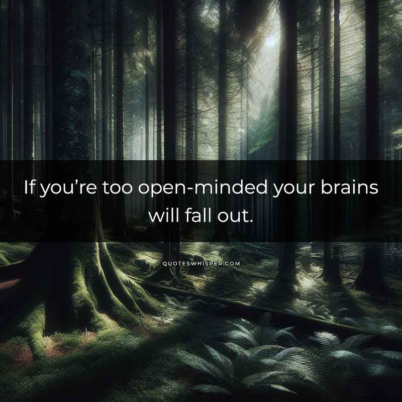 If you’re too open-minded your brains will fall out.