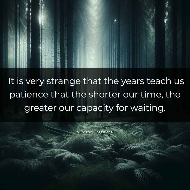 It is very strange that the years teach us patience that the shorter our time, the greater our capacity for waiting.