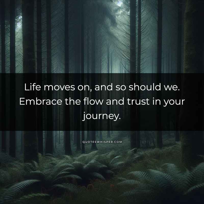 Life moves on, and so should we. Embrace the flow and trust in your journey.