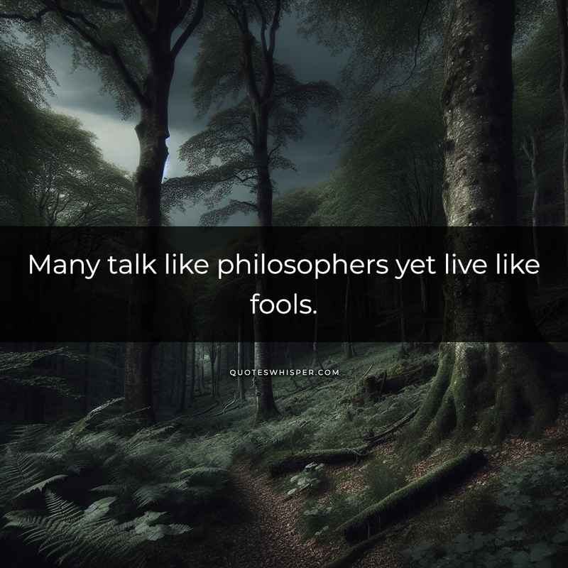 Many talk like philosophers yet live like fools.