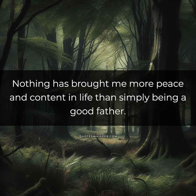 Nothing has brought me more peace and content in life than simply being a good father.