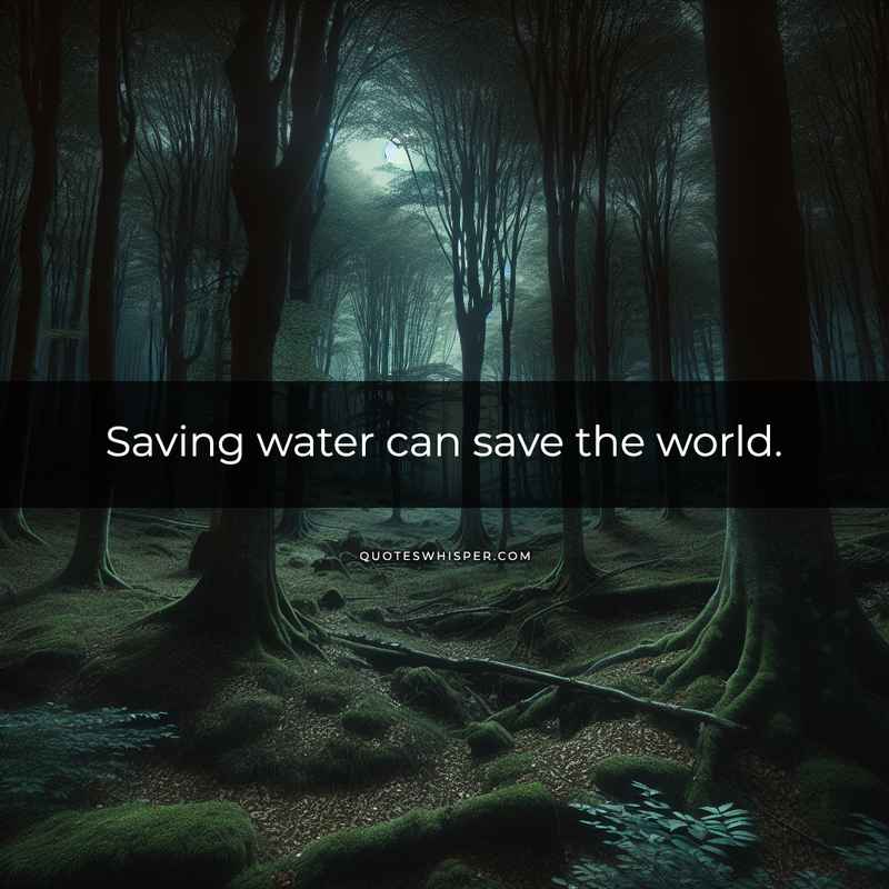 Saving water can save the world.