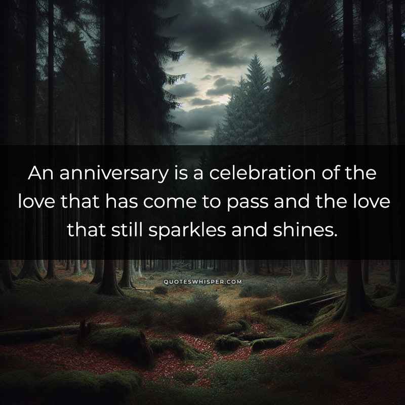 An anniversary is a celebration of the love that has come to pass and the love that still sparkles and shines.