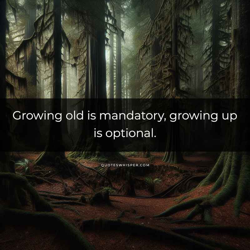 Growing old is mandatory, growing up is optional.
